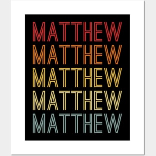 Matthew Name Vintage Retro Pattern Posters and Art